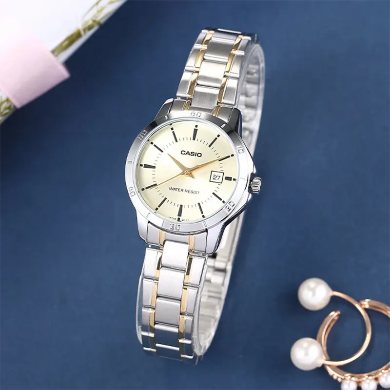 Casio Enticer Japan Quartz Champagne Dial Ladies Watch- LTP-V004SG-9A